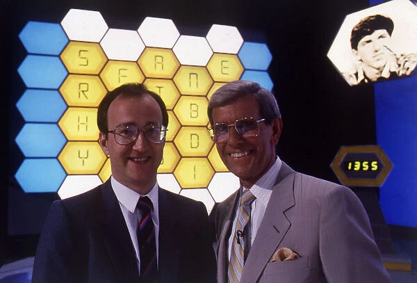 Filming of the television quiz show Blockbusters, hosted by Bob Holness (right)
