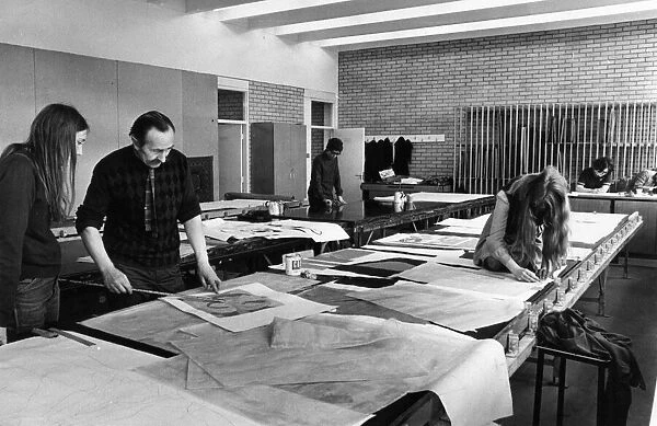 Fine arts studio devoted to design work at Coventry College of Art, 7th June 1968