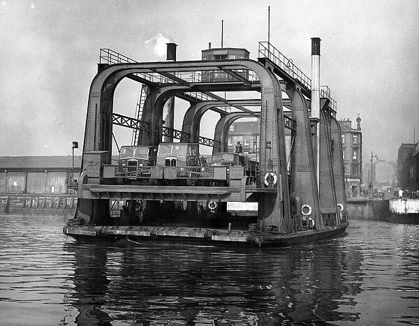 Finnieston Vehicular Ferry 1955 Carrrying lorries across River Clyde Glasgow