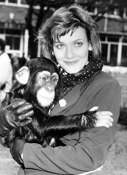 Fiona Armstrong Newsreader and TV Presenter with Kumi the Chimpanzee