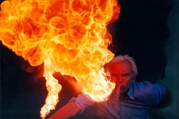 A fire eater performing in 1996