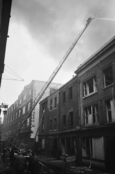 Framed Print : Fire fighters and emergency workers fight a fire at Brown Brothers, Great Eastern Street Framed Print : Fire fighters and emergency workers fight a fire at Brown Brothers, Great Eastern Street