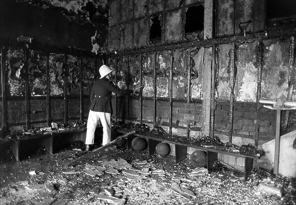Fire at Partick Thisle FC, March 1985. Home Dressing Room. Firhill Stadium, Glasgow