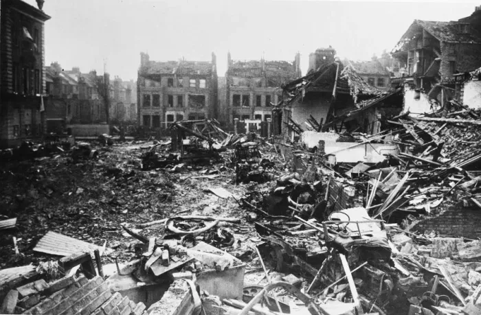Framed Print : A fire Sub Station in London, damaged after a German air Raid- World War Two Framed Print : A fire Sub Station in London, damaged after a German air Raid- World War Two
