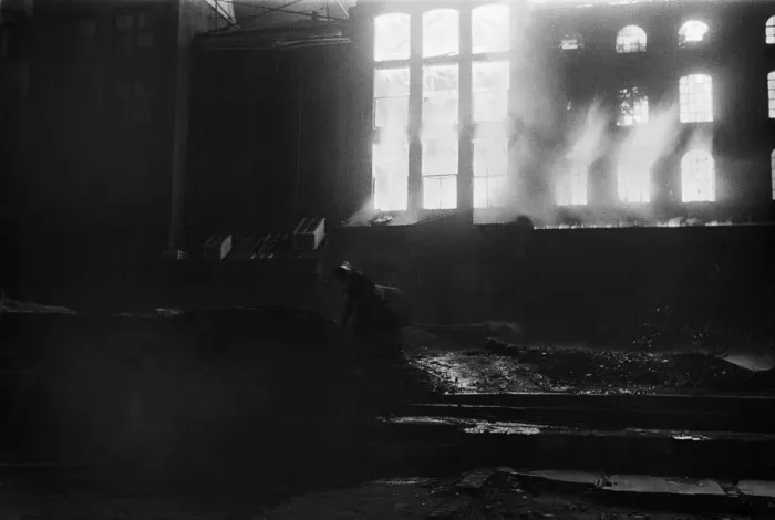 Framed Print : Firefighters of the Auxiliary Fire Service attend the scene of a blazing building near Framed Print : Firefighters of the Auxiliary Fire Service attend the scene of a blazing building near