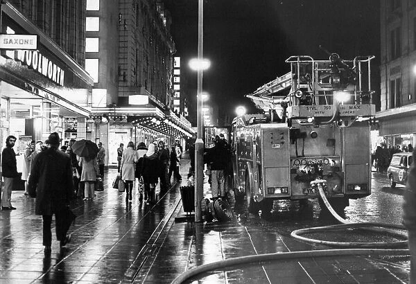 Firefighters deal with a blaze on Northumberland Street, Newcastle