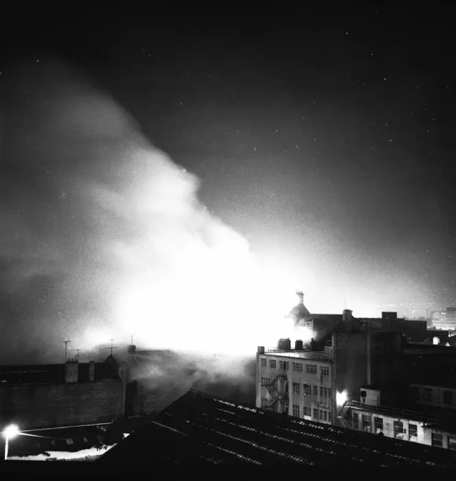 Framed Print : Firefighters tackle a fire at Callers furniture store on Northumberland Street in