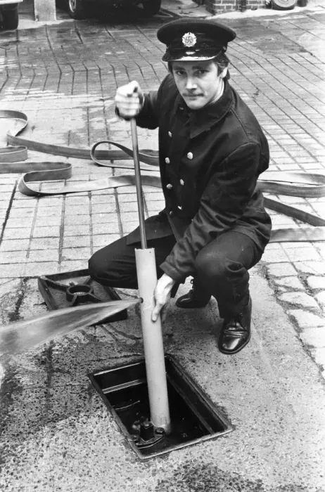 Framed Print : Fireman Kevin Lee tries the new pump for cleaning silt and sludge from fire hydrants Framed Print : Fireman Kevin Lee tries the new pump for cleaning silt and sludge from fire hydrants