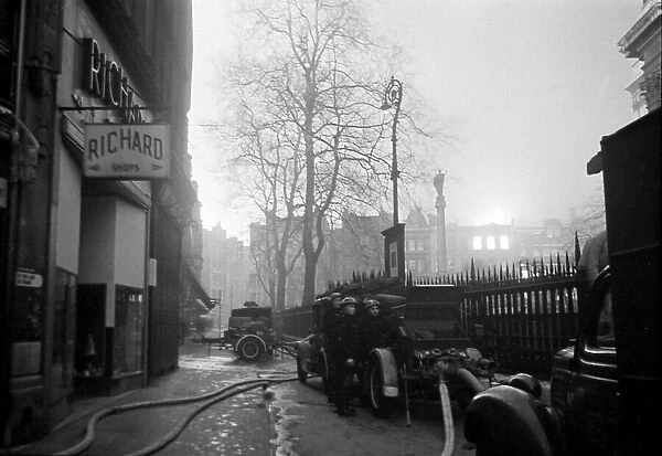 Firemen in the church yard of St Pauls Cathedral The Great Fire of London