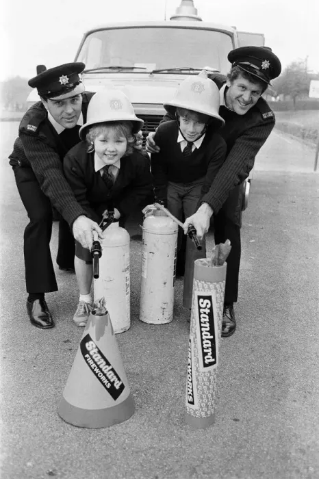 Framed Print : Firemen Geoff Sykes (left) and Mick Senior spell out a Bonfire Night fire safety message Framed Print : Firemen Geoff Sykes (left) and Mick Senior spell out a Bonfire Night fire safety message