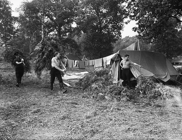 Firemen of the National Fire Service mobile column seen here camping in Northwood, London