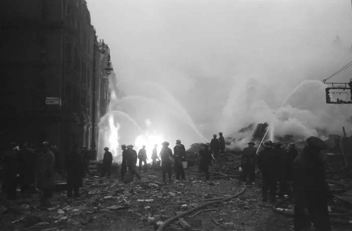 Framed Print : Firemen at work on Ebury Street, Pimlico. 16th April 1941 Framed Print : Firemen at work on Ebury Street, Pimlico. 16th April 1941