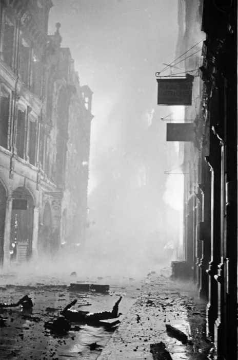 Framed Print : Fires in Ave Maria Lane, London, started by high explosive Framed Print : Fires in Ave Maria Lane, London, started by high explosive