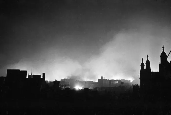 Framed Print : Fires caused by the dropping of thousands of incendiary bombs by the Luftwaffe Framed Print : Fires caused by the dropping of thousands of incendiary bombs by the Luftwaffe