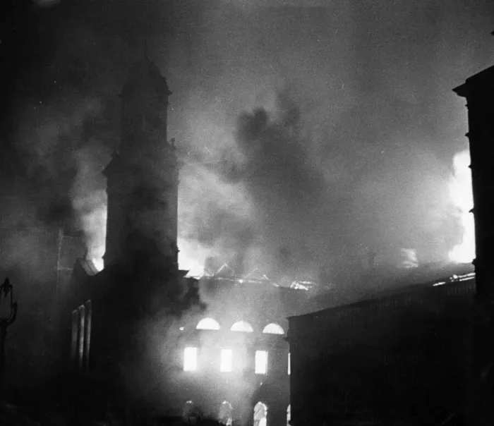 Framed Print : Fires in Ebury Street, London. 8th December 1940 Framed Print : Fires in Ebury Street, London. 8th December 1940