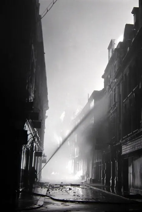 Framed Print : Fires from High Explosive during the 2nd Fire of London Ave Maria Lane December1940 Framed Print : Fires from High Explosive during the 2nd Fire of London Ave Maria Lane December1940