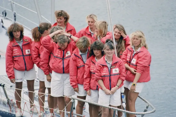 Framed Print : The first all female crew to sail around the world, skippered by 27 year old Tracy Framed Print : The first all female crew to sail around the world, skippered by 27 year old Tracy