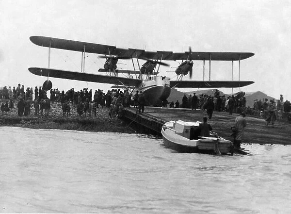 The first Blackburn Perth flying boat seen here on the slipway at the Blackburn works at