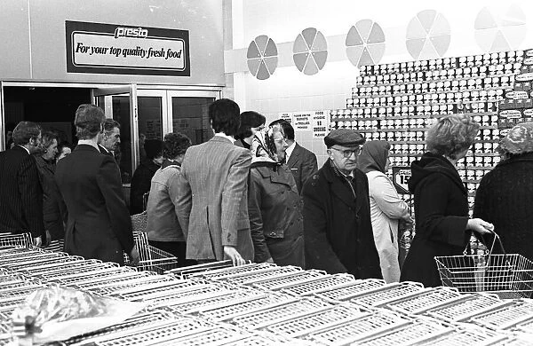 The first customers of the new Presto supermarket which opened in the Britannia Centre in