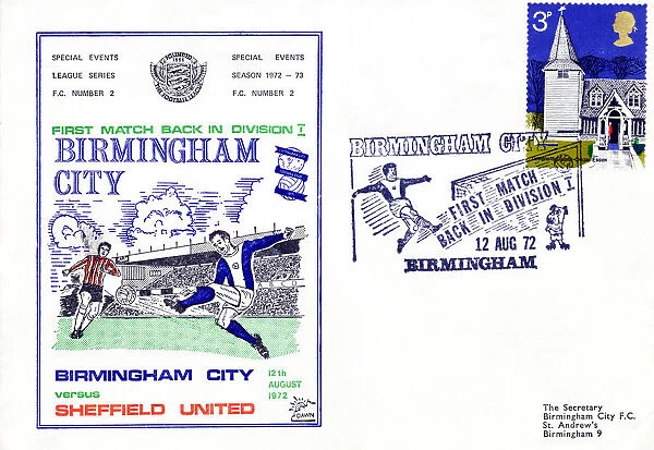 First Day cover of Birmingham v Sheffield United league match