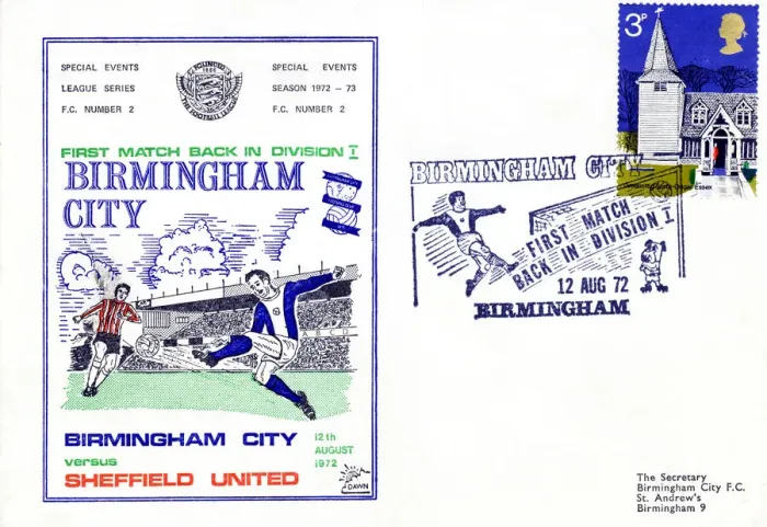 Framed Print : First Day cover of Birmingham v Sheffield United league match