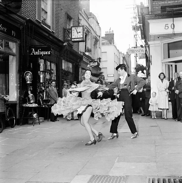 The first dress rehearsal for the May Fair 1957 which begins in London