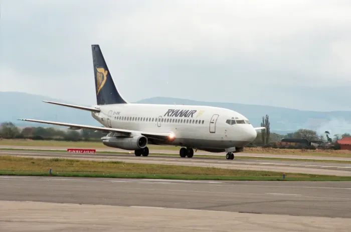 Framed Print : The first Dublin to Teesside flight operated by Ryanair taxis to the apron at Teesside Framed Print : The first Dublin to Teesside flight operated by Ryanair taxis to the apron at Teesside