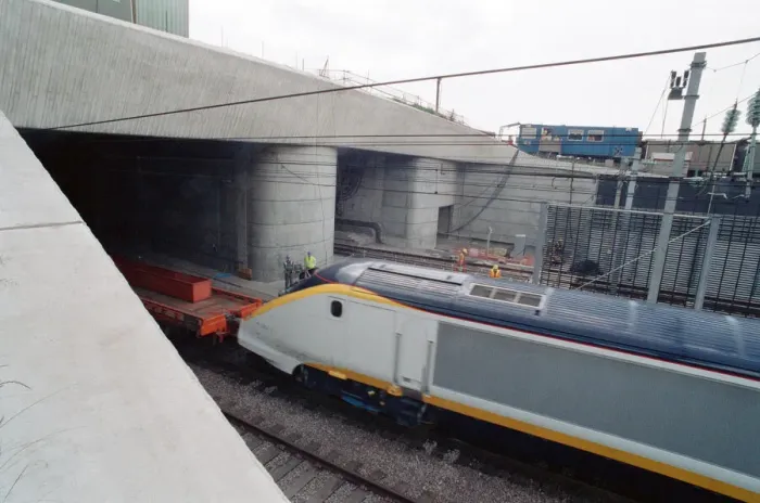 Framed Print : The first Eurostar test train hauled through the Channel Tunnel from France to Britain Framed Print : The first Eurostar test train hauled through the Channel Tunnel from France to Britain