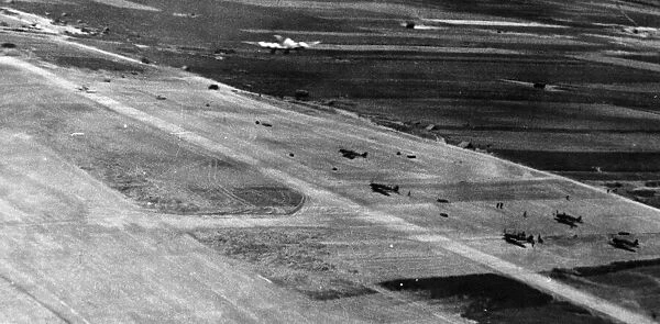 One of the first fighter landing strips to be completed in France after the D-Day