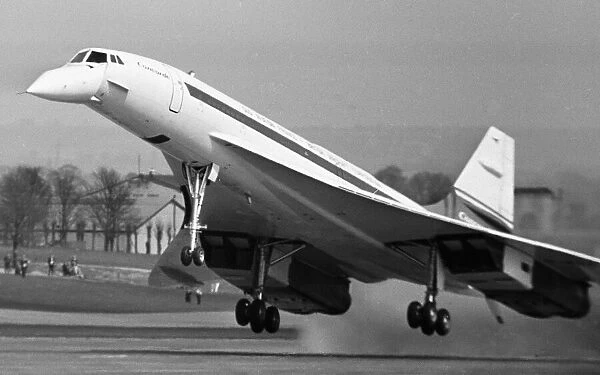 The first flight of UK-built Concorde prototype 002 from Filton near Bristol to RAF