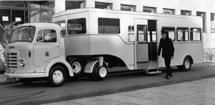 Framed Print : The first giant 32-seat ambulance stands outside Newcastle Civic Centre