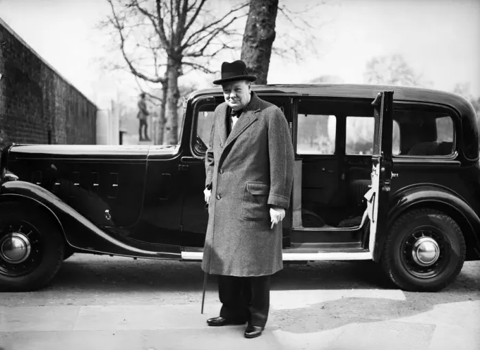 Framed Print : First Lord of the Admiralty Winston Churchill arriving at Number 10 Downing Street for a