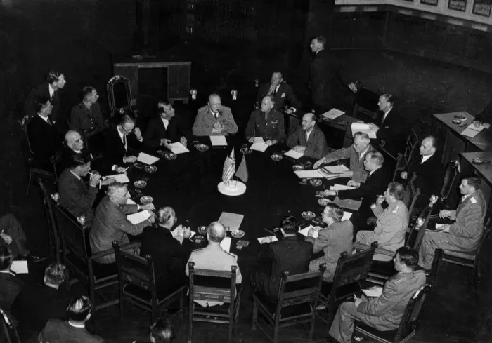 Framed Print : The first meeting of the Big Three Conference takes place in Potsdam