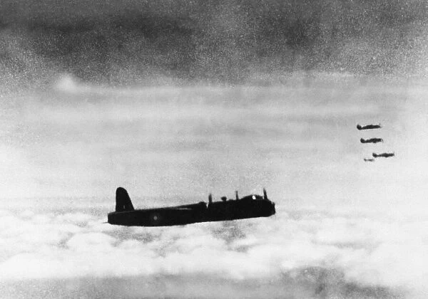 The first picture of daylight raid by Sterling bombers. The Short Stirling