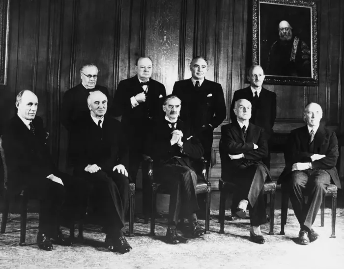 Framed Print : The first picture showing the British War Cabinet together Framed Print : The first picture showing the British War Cabinet together