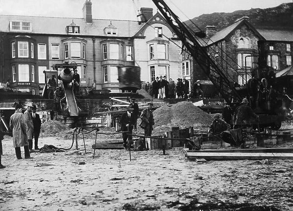 First portion of concrete is laid for the new sea wall at Barmouth 13th September 1930