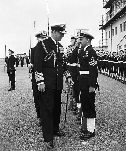 First Sea Lord of the Admiralty Earl Mountbatten visiting the RNAS at Lee On Solent 1955