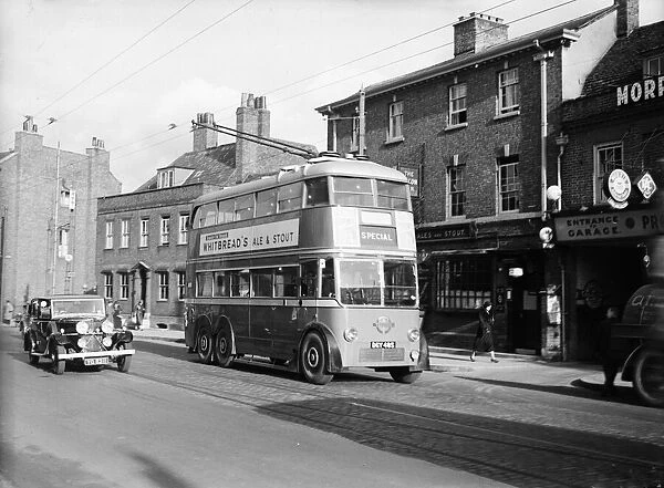 First trolleybus in Uxbridge High Street October 1936
