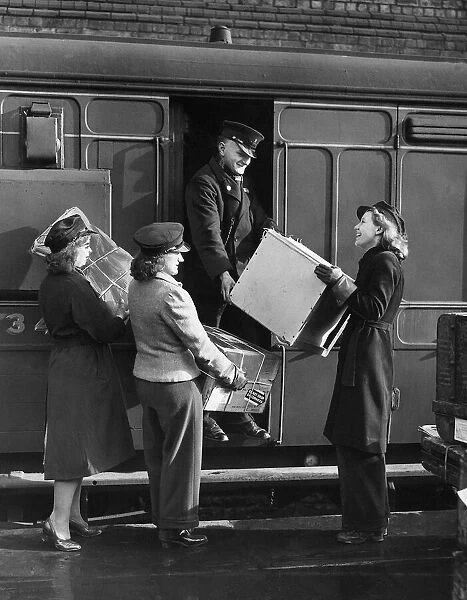 First women railway porters of WW2 on duty at Crewe station circa 1942