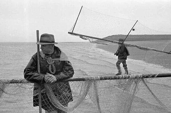 Fisherman from Annan seen here preparing to fish The Solway Firth for salmon