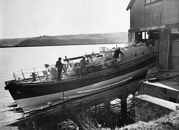 Fishguards new lifeboat Howard Marryat. 22nd February 1957