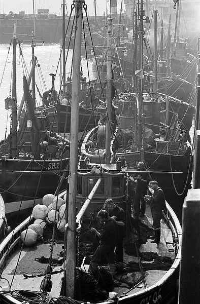 Fishing boats in Scarborough, North Yorkshire. 31st August 1958