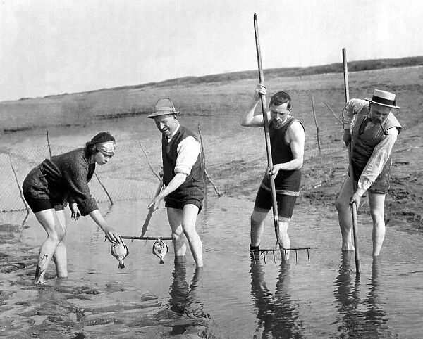 Fishing on Kirton Marsh in the wash, Lincolnshire June 1923