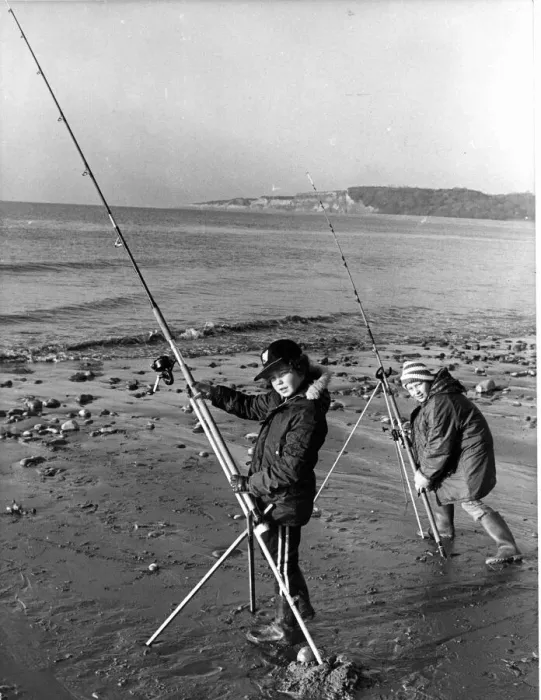 Framed Print : Fishing - Two young anglers who were competing in the South Wales Echo Seamaster Open