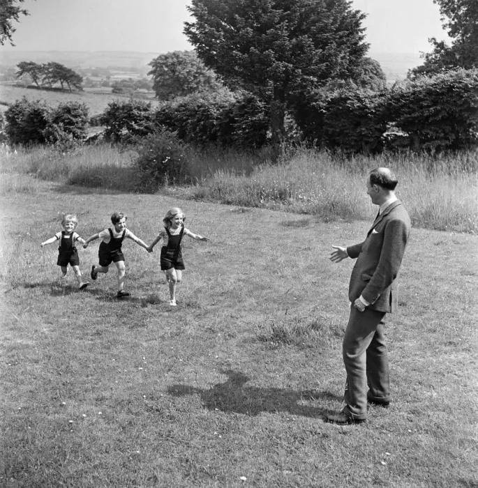 Framed Print : Fitzroy Maclean playing with his children, Jeremy, Susan Framed Print : Fitzroy Maclean playing with his children, Jeremy, Susan