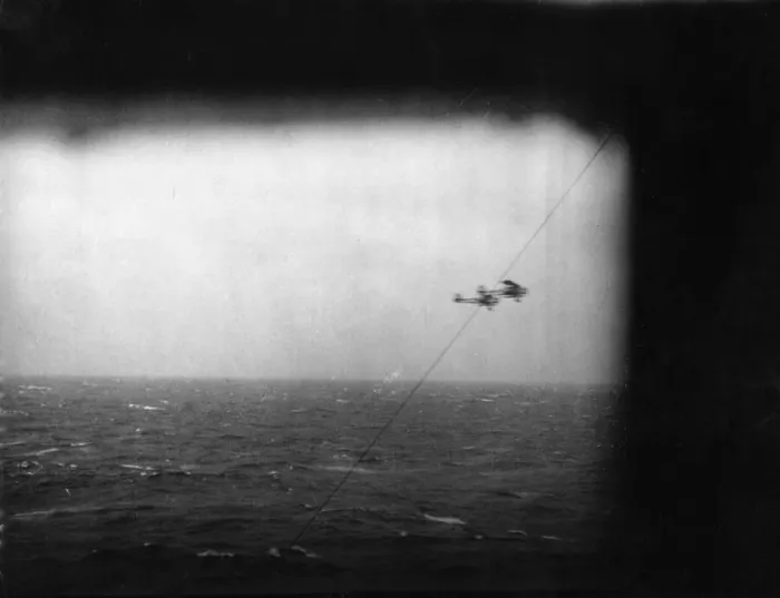 Framed Print : Two of nine Fleet Air Arm Fairey Swordfish bombers launched from a Royal Navy Aircraft Framed Print : Two of nine Fleet Air Arm Fairey Swordfish bombers launched from a Royal Navy Aircraft