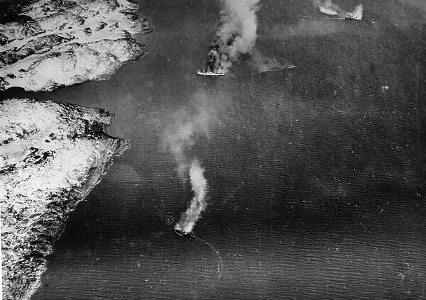 Fleet Air Arm shatter enemy convoy. 27th November 1944. Taken from one of