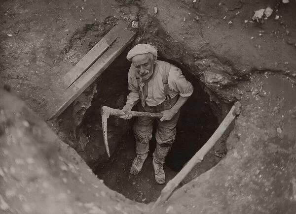 Flint Knapping at the Peter Grimes flint mine in Norfolk May 1935