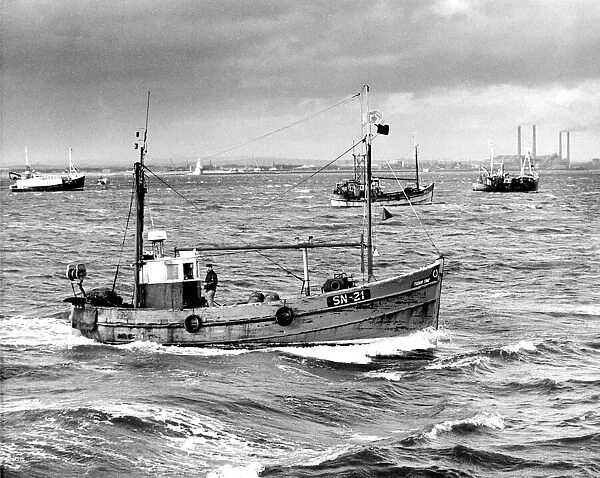 A floating protest at Blyth Harbour by North East fishermen in 1990