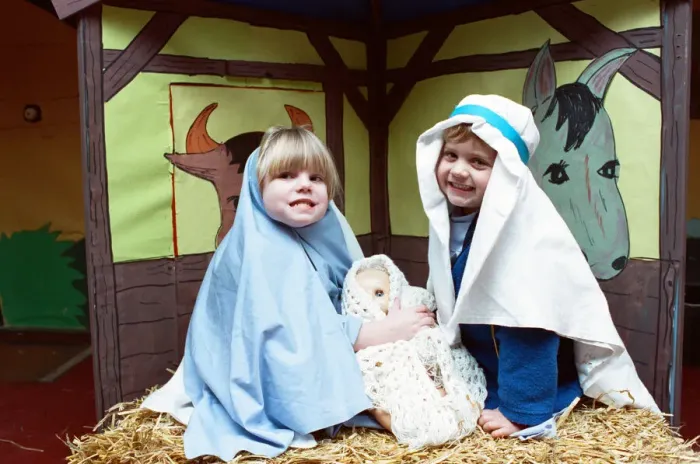 Framed Print : Flockton Playgroup nativity at Flockton WMC. 5th December 1991